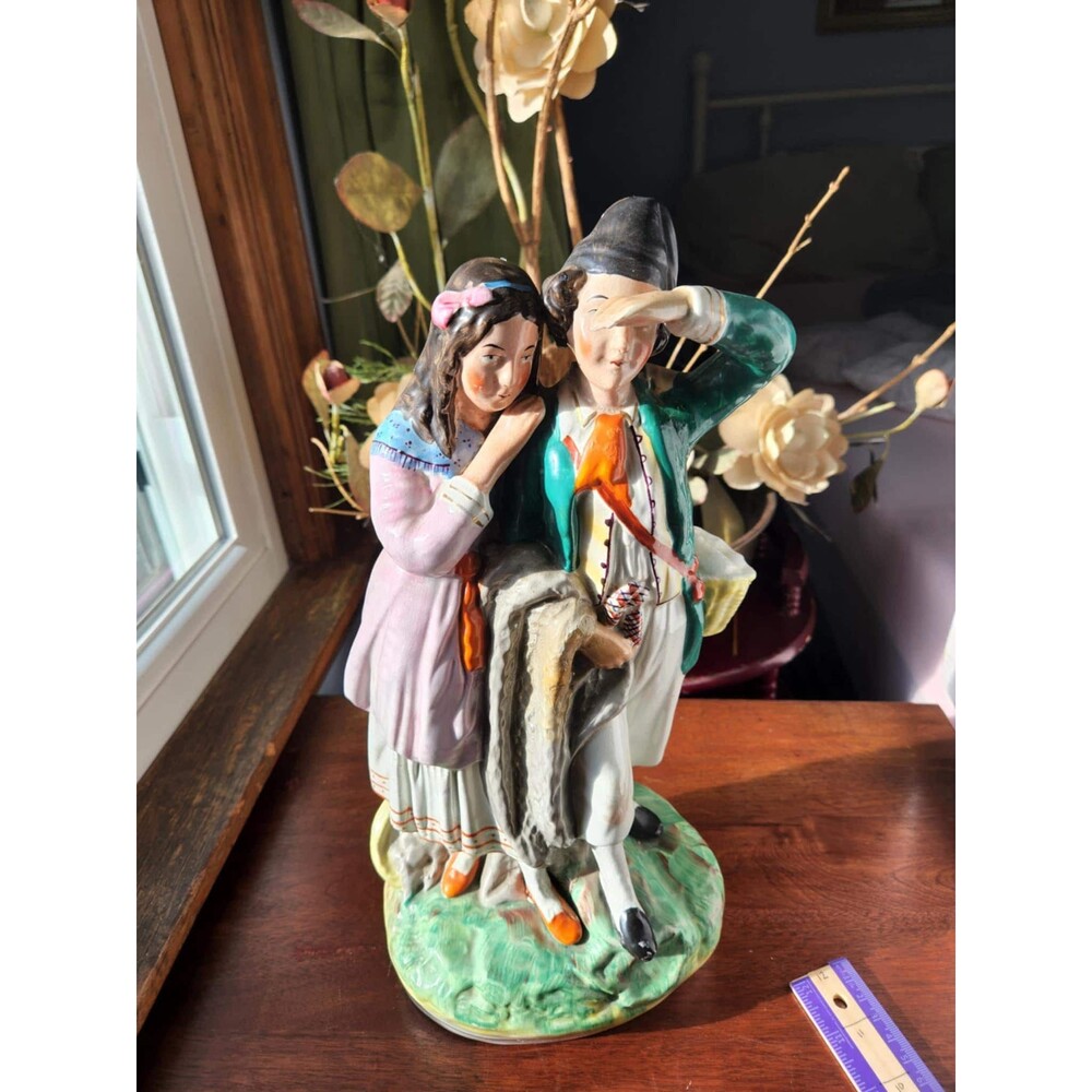 Antique Staffordshire figurine, 19th c. Victorian RARE Mantle Bling